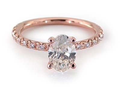 14K Rose Gold Petite Pavé Engagement Ring