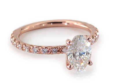14K Rose Gold Petite Pavé Engagement Ring