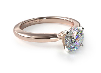14K Rose Gold 2mm Comfort Fit Solitaire Engagement Ring from a different angle
