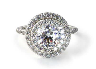 14K White Gold Double Halo Diamond Engagement Ring