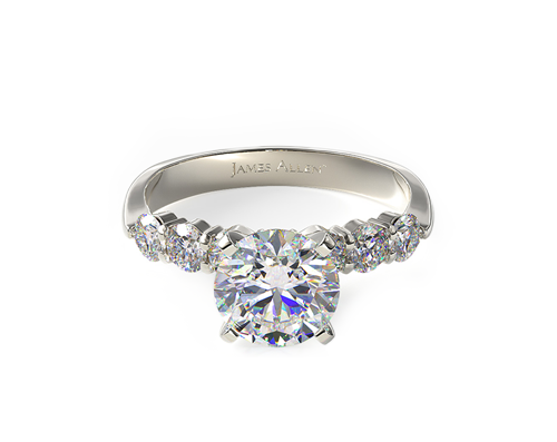 Platinum Common Prong Six Round Diamond Engagement Ring