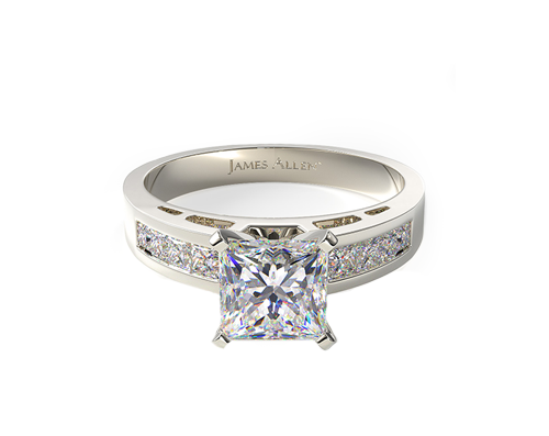 18K White Gold 0.42ct Channel Set Diamond Engagement Ring