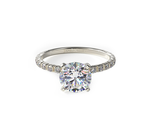 14K White Gold French Cut Pavé Diamond Engagement Ring