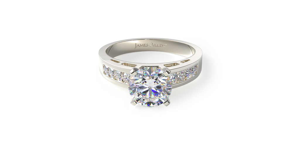 14K White Gold Channel Set Diamond Engagement Ring