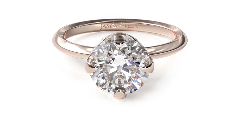 14K Rose Gold Compass Point Solitaire Engagement Ring
