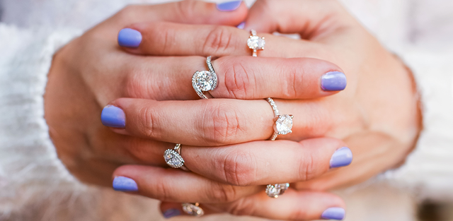 Engagement rings with different diamond shapes