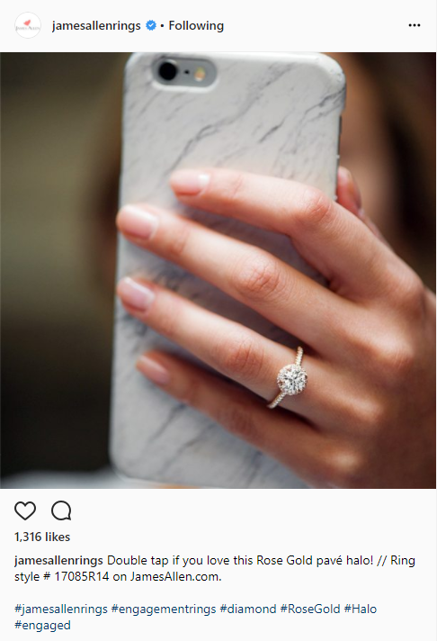 falling edge pave engagement ring most liked instagram