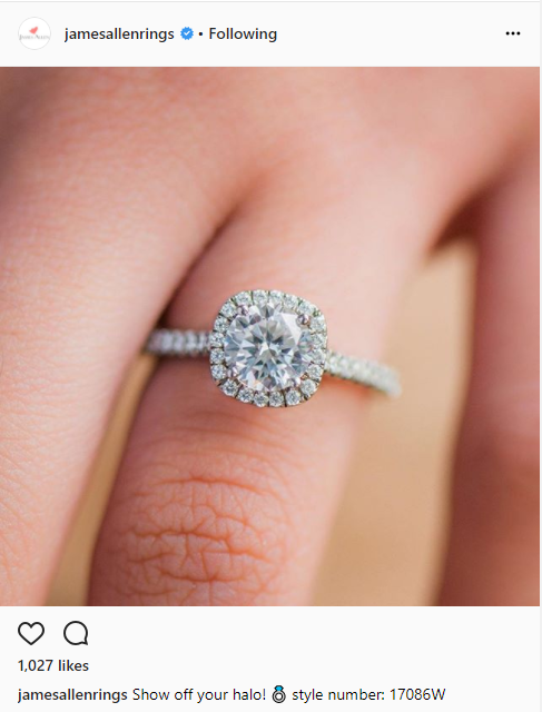 cushion cut engagement ring most liked instagram