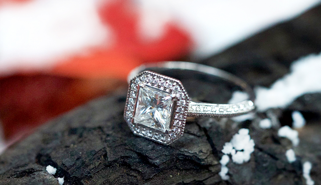 canadamark diamonds octagon halo engagement ring