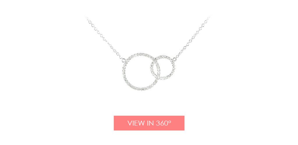 14K White Gold Intertwined Diamond Circle Necklace