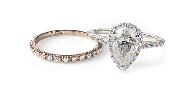 engagement ring and wedding band: mixed metals matching wedding rings