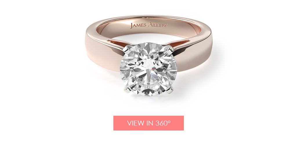 14K Rose Gold 3.8mm Rounded Cathedral Solitaire Engagement Ring