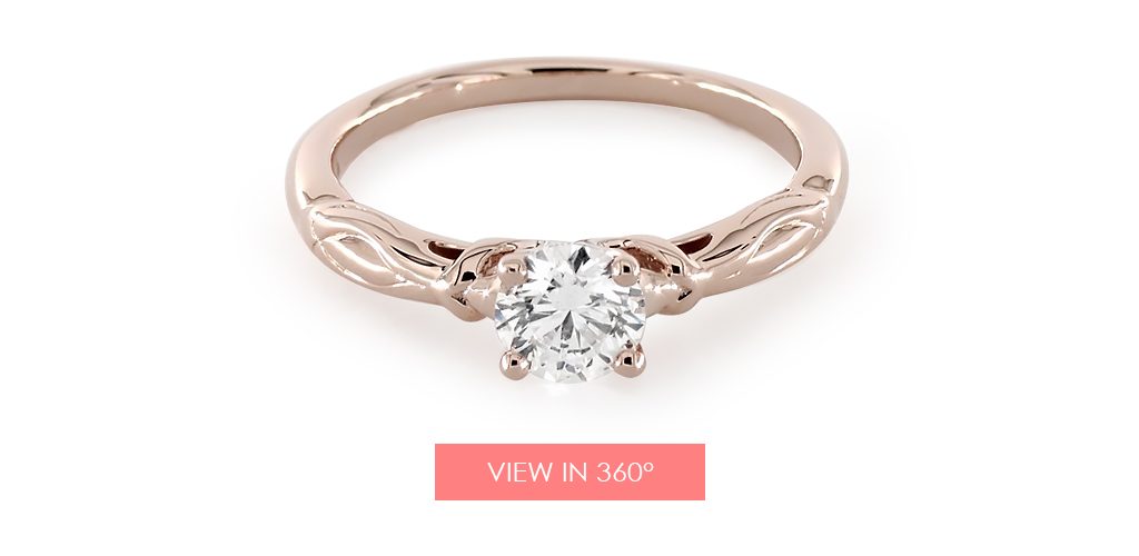 rose gold wrapped hearts bombay solitaire engagement ring