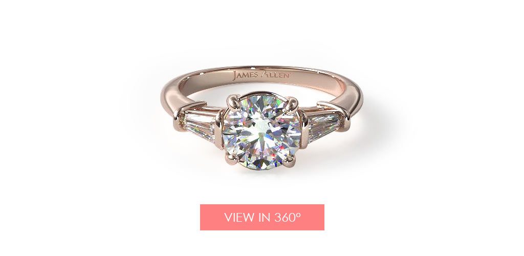 14K Rose Gold Tapered Baguette Diamond Engagement Ring