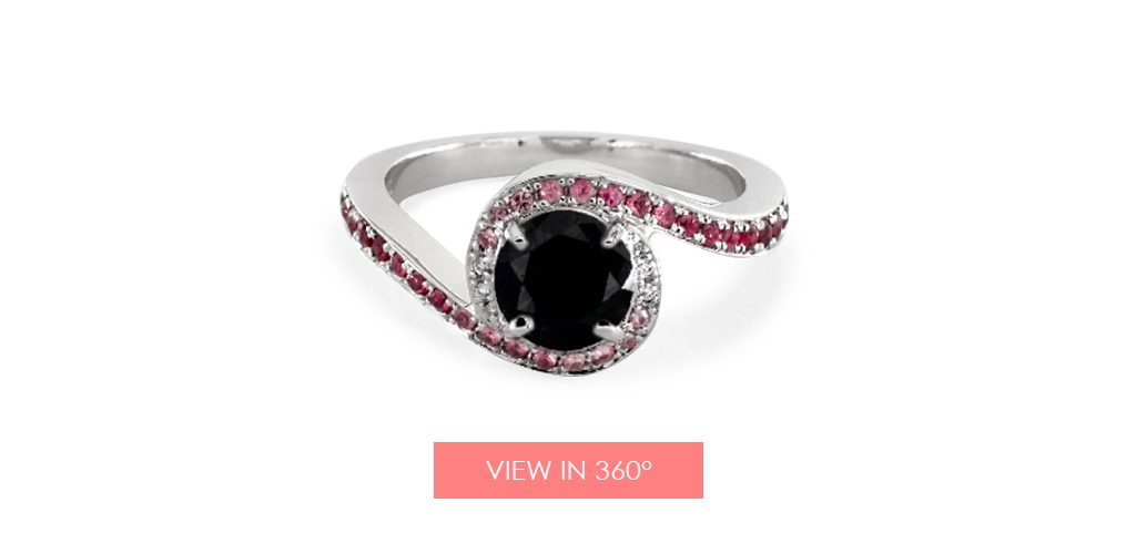 black diamond ruby swirl engagement ring super bowl proposal