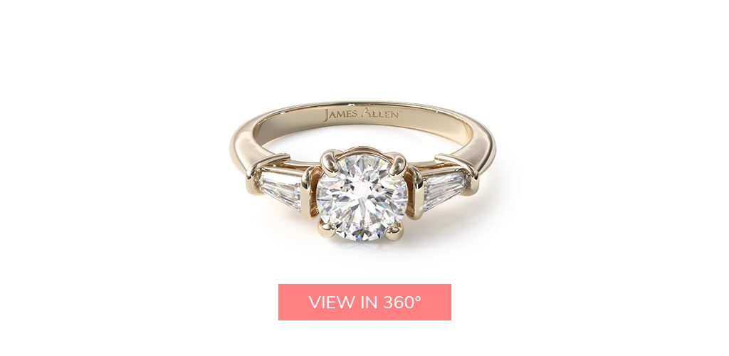 14K Yellow Gold Tapered Baguette Diamond Engagement Ring