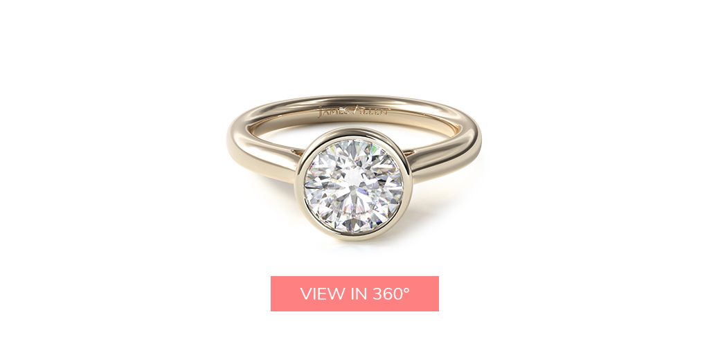 14K Yellow Gold Bezel Set Diamond Engagement Ring