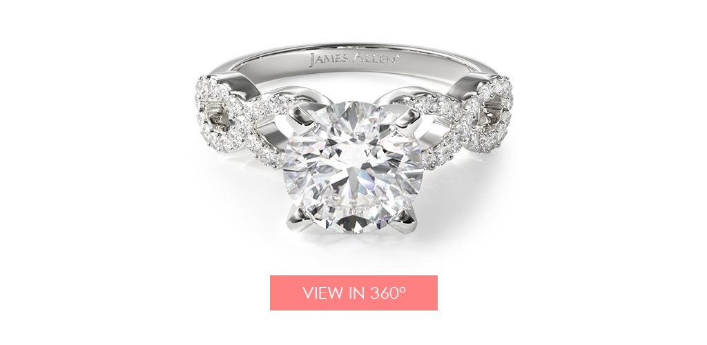 14K White Gold Pavé Infinity Diamond Engagement Ring