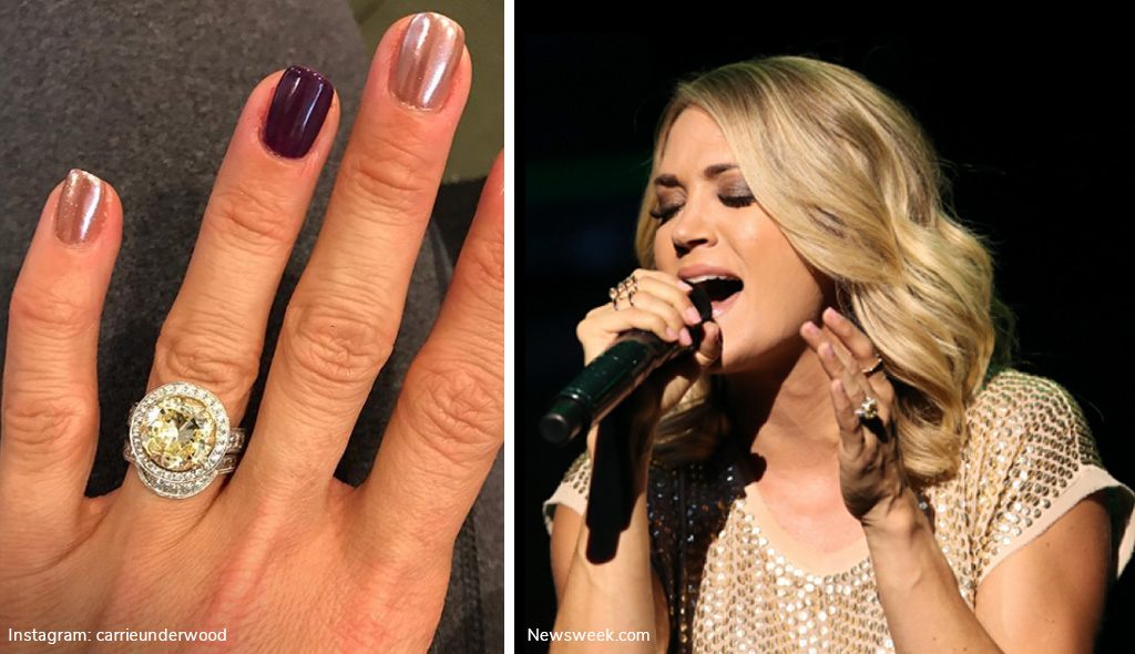 carrie underwood country stars' 14K White Gold Trellis Halo Diamond Engagement Ring