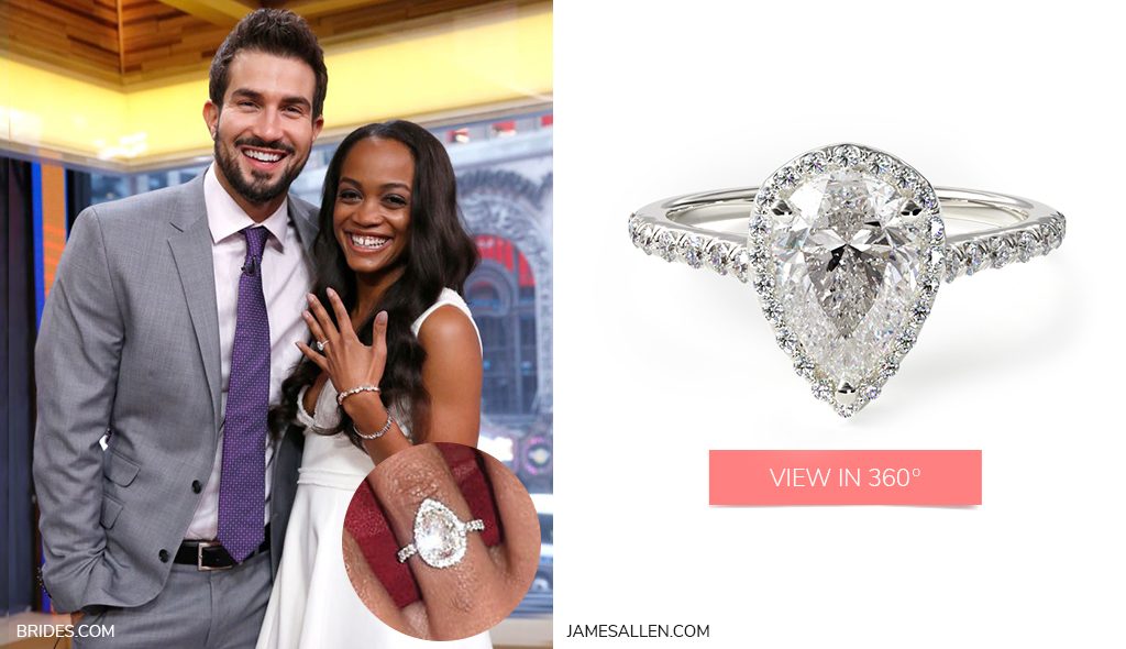 rachel bryan's Platinum Pavé Halo And Shank Diamond Engagement Ring