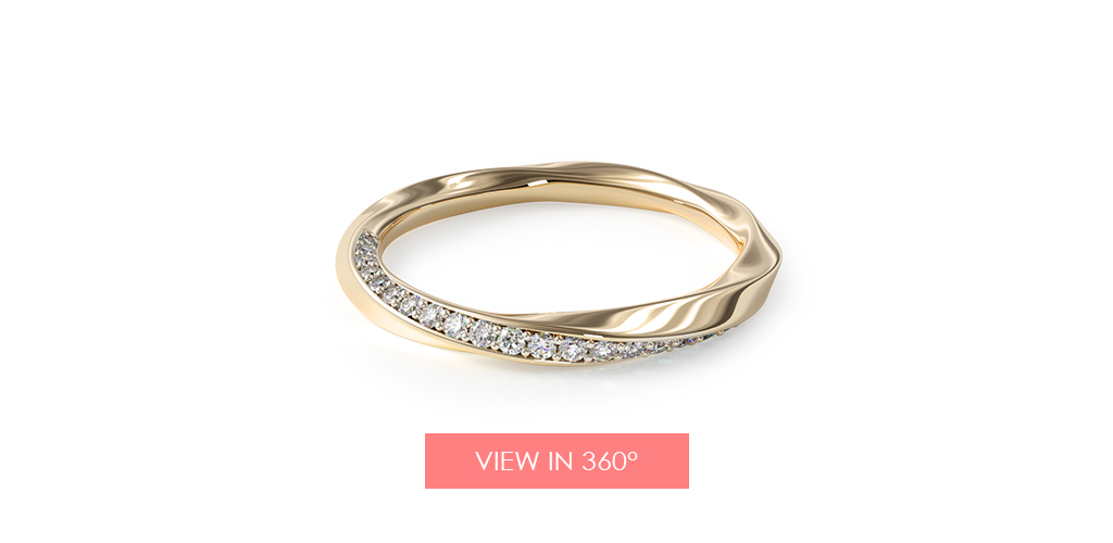 14K Yellow Gold Twisted Pavé Wedding Ring