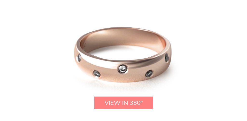 14K Rose Gold 4mm Bezel Set Zig-Zag Diamond Wedding Ring