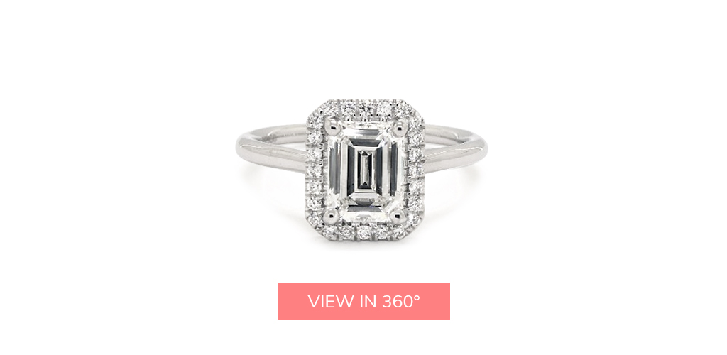 18K White Gold Pavé Halo Diamond Engagement Ring