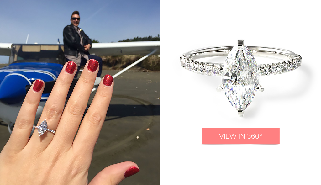 beach proposal stories french cut petite pavé engagement ring