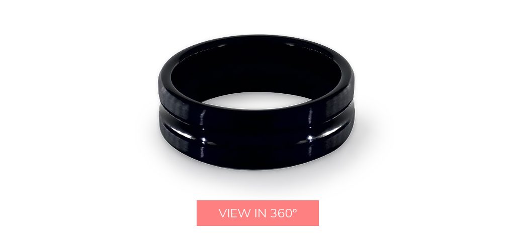 Black wedding band for men 7.5mm Comfort-Fit Satin-Finished High Polished Center Cut Carved Design Ring