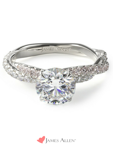Pavé twist engagement ring from JamesAllen.com with round diamond