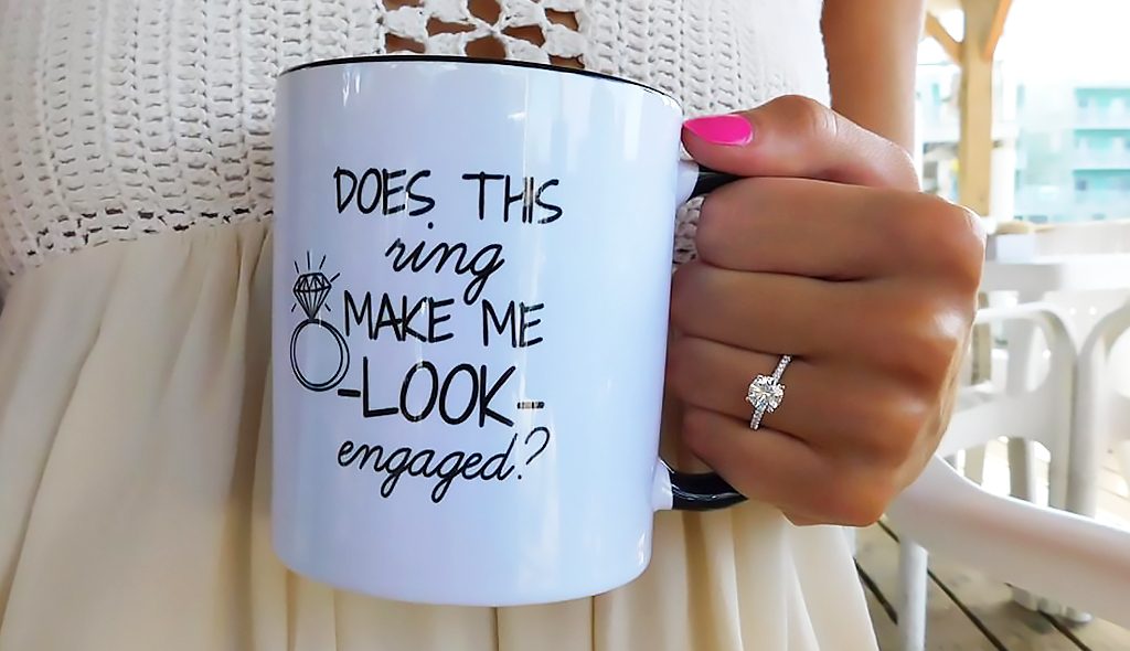 coffee engagement ring selfie