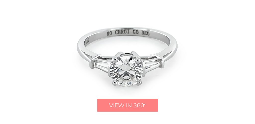 Round Diamond Tapered Baguette Diamond Engagement Ring