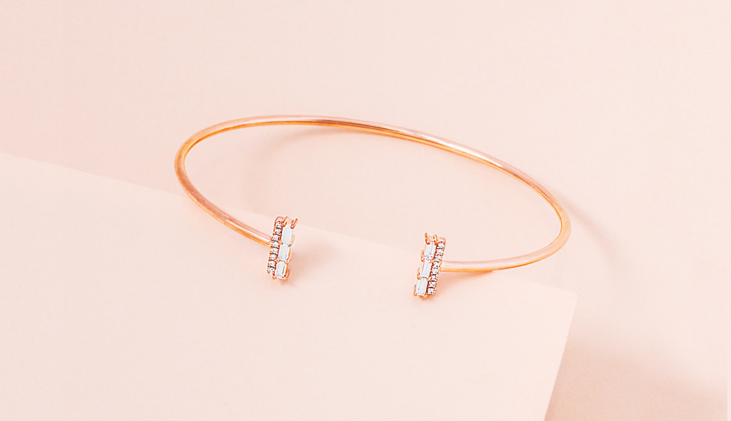 Rose gold open luxe diamond bracelets 