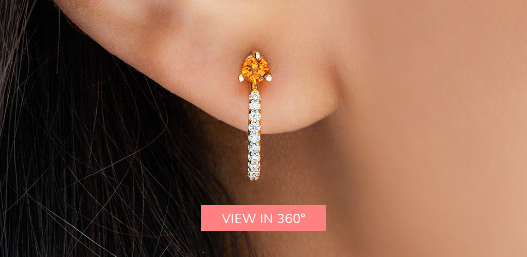 november birthstone citrine diamond huggie earrings