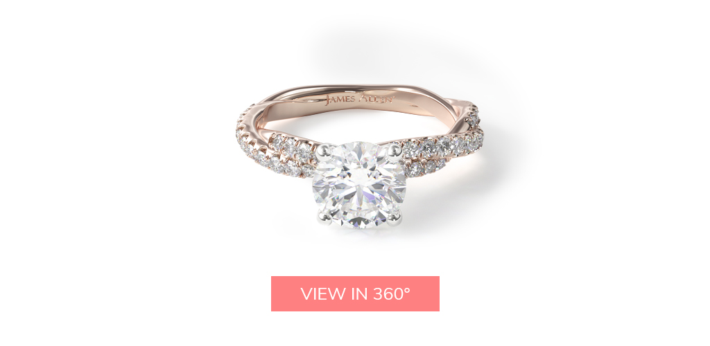 14K Rose Gold Pave Twist Diamond Engagement Ring