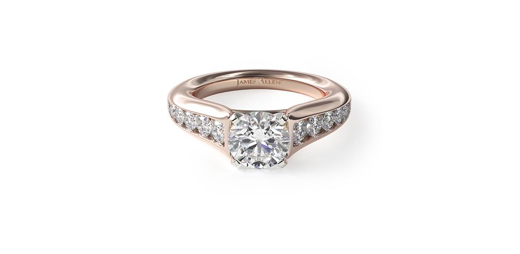 14K Rose Gold Channel Set Diamond Engagement Ring