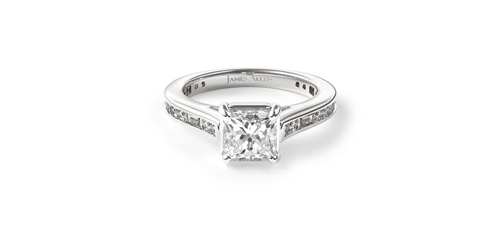 14K White Gold Baguette Diamond Engagement Ring