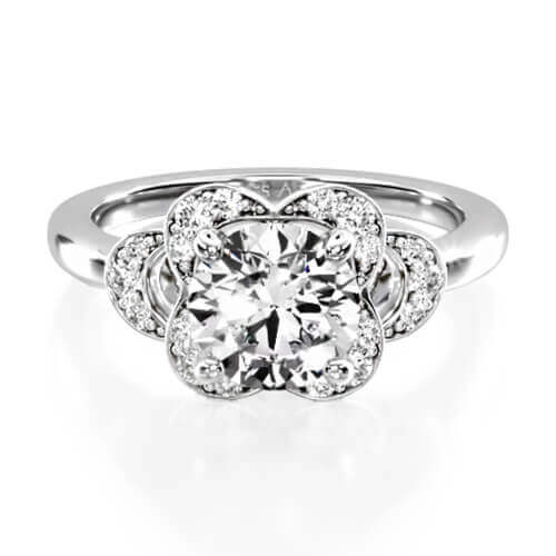 Art Deco Inspired Flower Halo Engagement Ring