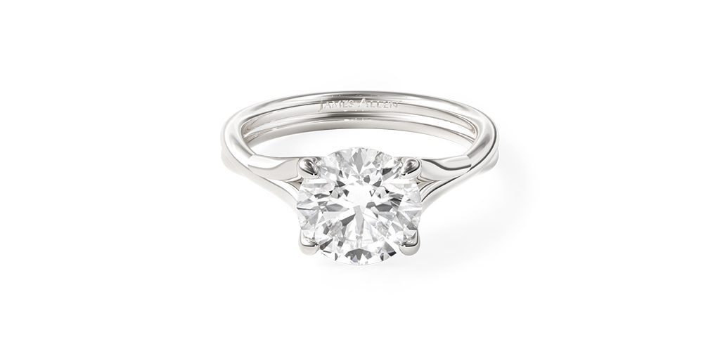 14K White Gold Twisted Shank Contemporary Solitaire