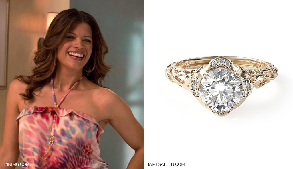 jane with 14K Yellow Gold Diamond Filigree Engagement Ring