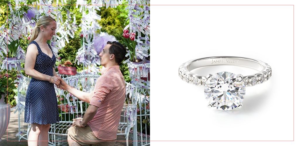 Platinum French Cut Pave Diamond Engagement Ring