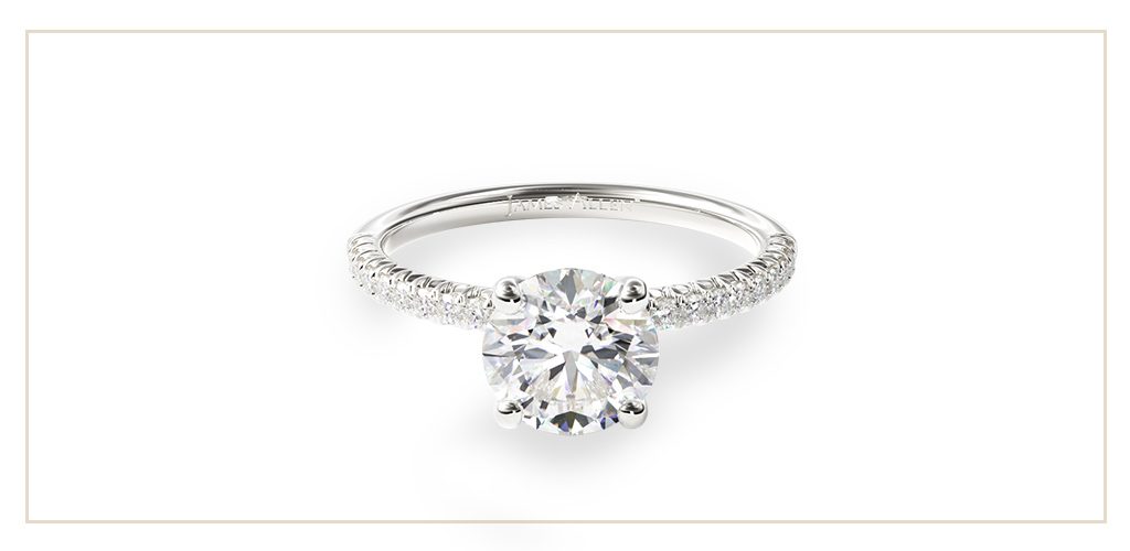14K White Gold Petite Pave Engagement Ring