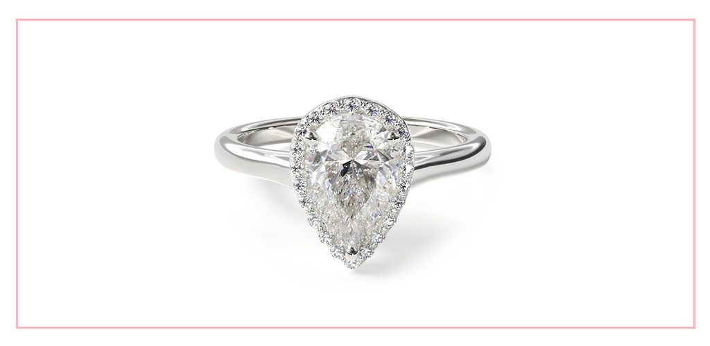 18K White Gold Pave Halo Diamond Engagement Ring