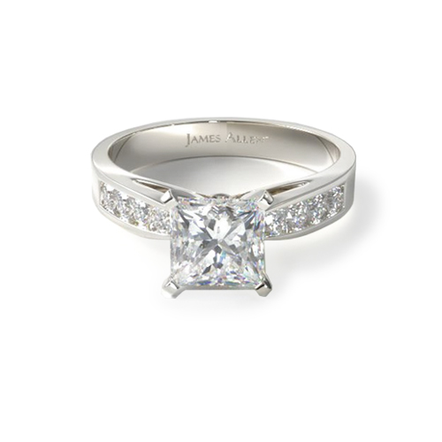 14K White Gold Channel Set Round Diamond Engagement Ring