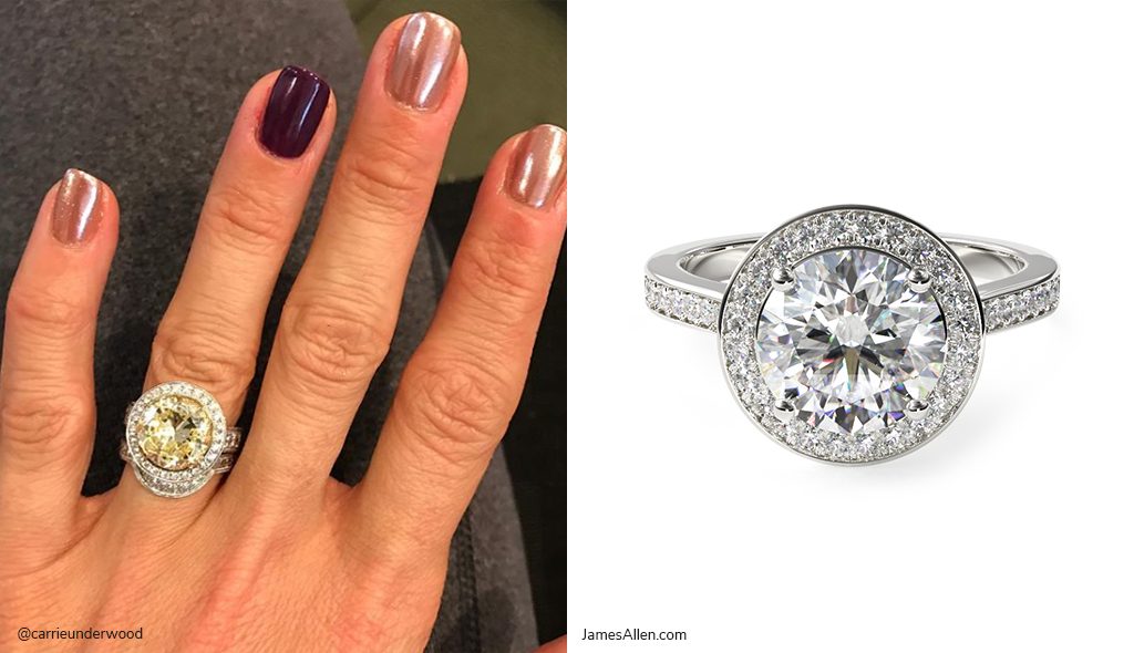 14K White Gold Trellis Halo Diamond Engagement Ring
