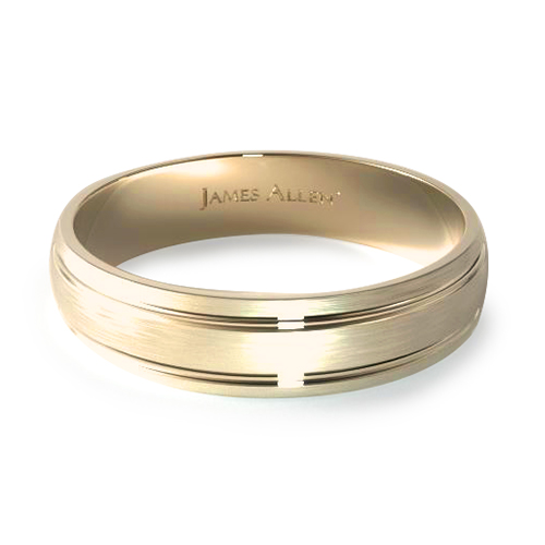 14K Yellow Gold 6mm Grooved Comfort Fit Wedding Band