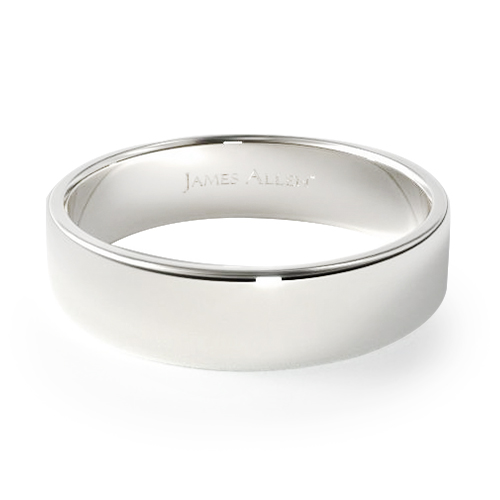 14K White Gold 6.5mm Slightly Flat Comfort Fit Wedding Ring