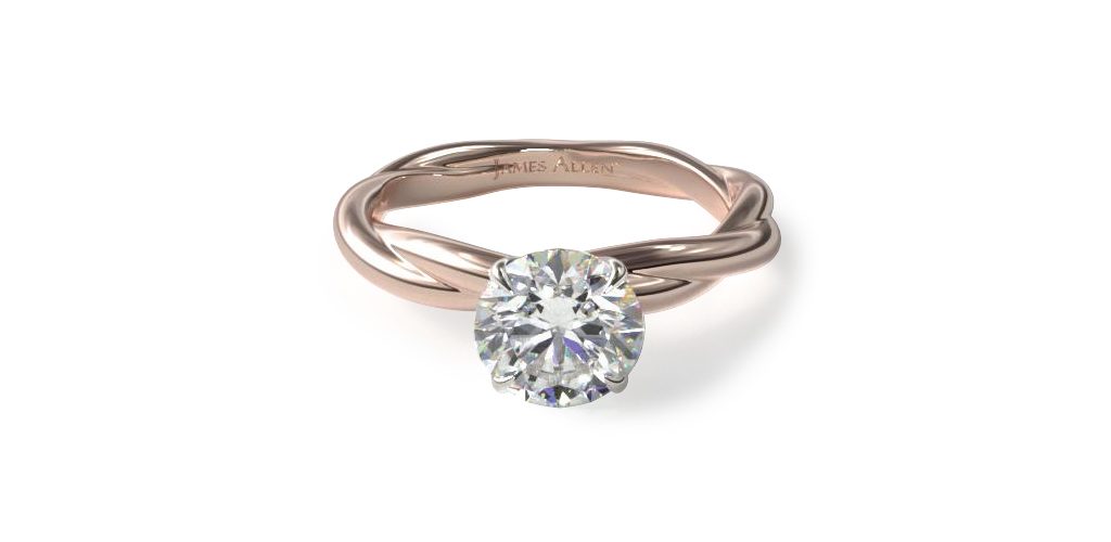 14K Rose Gold Rope Solitaire Engagement Ring