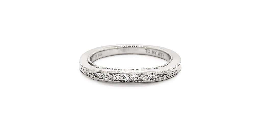 14K White Gold Paisley Surprise Matching Wedding Ring