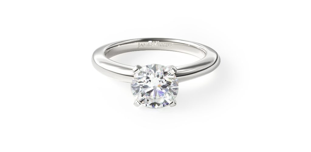 14K White Gold 2mm Comfort Fit Solitaire Engagement Ring